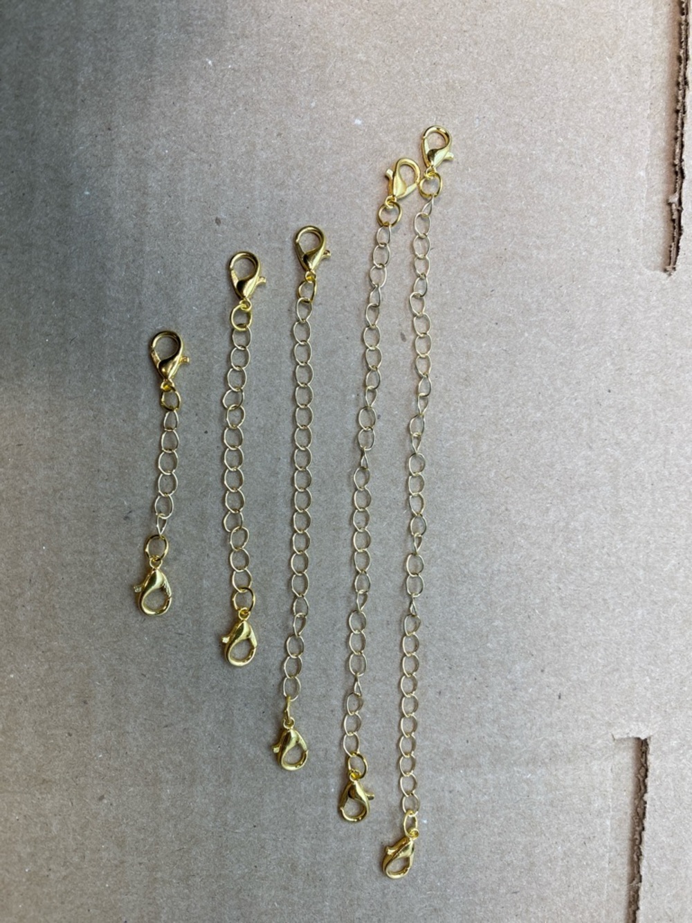5 pk Gold Necklace Extension Chains with Lobster Clasps - Adjustable Length - Picture 2 of 4